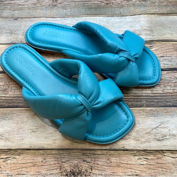 SCHUTZ Shoes - Women's Schutz Fairy Slide Sandal, Size 6 M - Blue